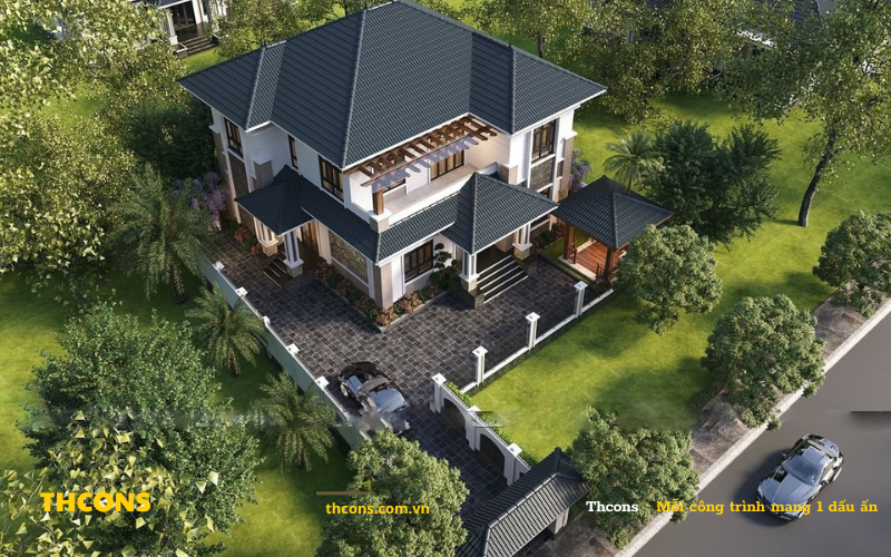 Mẫu mái Nhật 2 tầng kết hợp nhà vườn