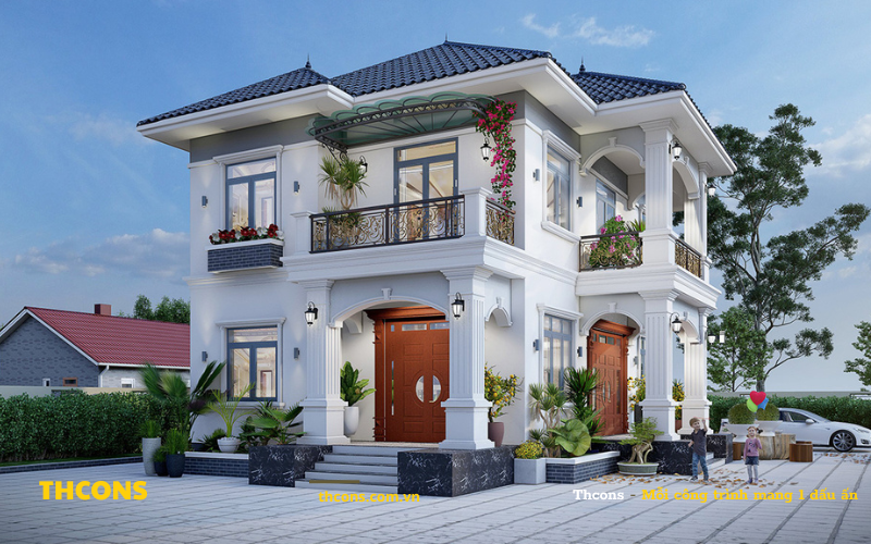 Sự phối hợp nhìn nhàng giữa những đường cong phải chỉ và ngôi nhà mái nhật tạo ra một cảm giác thanh lịch cho ngôi nhà. 