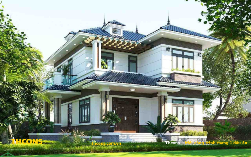 Sử dụng những gam màu nổi bật làm nổi bật vẻ đẹp của mẫu nhà mái Nhật này 