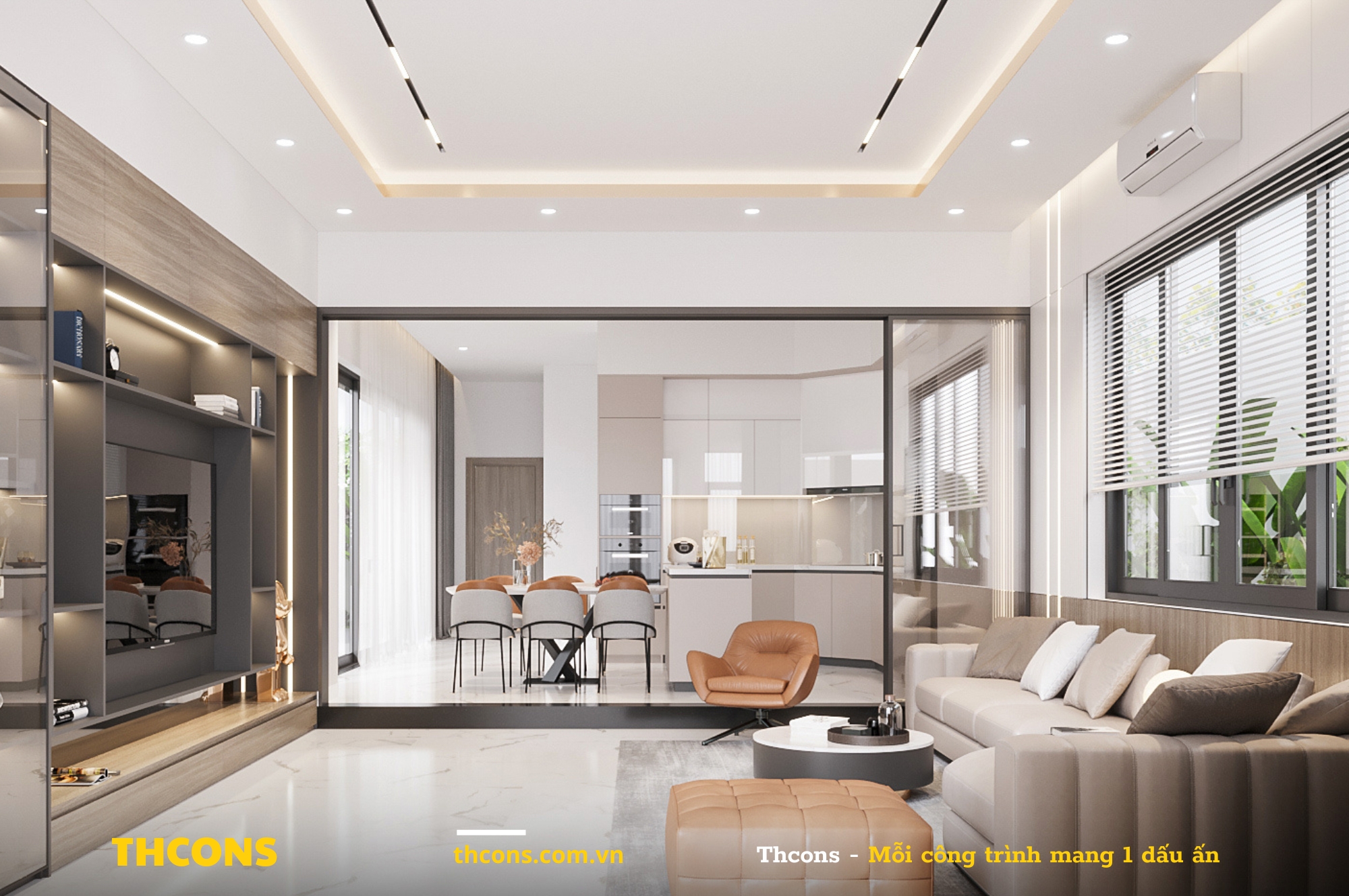 Tầng trệt được bố trí như thế nào?