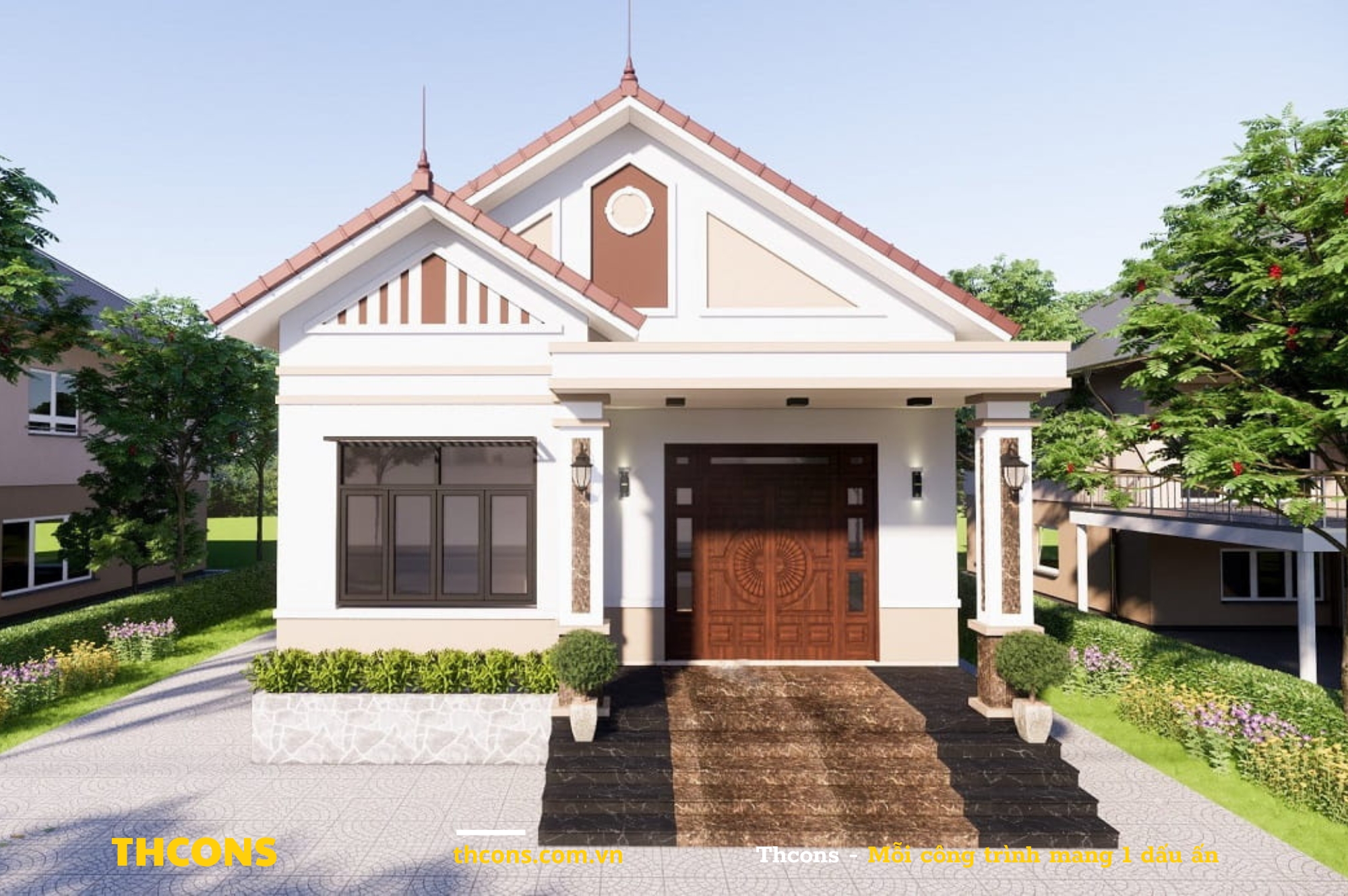Nhà mái Thái với phần mái dốc